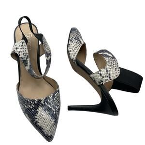 Franco Sarto Size 9.5 LIMA High Heels Leather Pointed Toe Snakeskin Print Pumps‎
